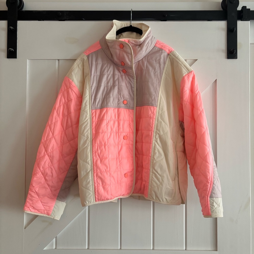 Free People Movement Landscape View Quilted Ski Jacket Pink Purple And White